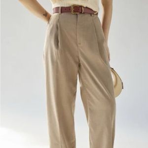 Urban Outfitters High Rise Menswear Trouser Pant in Beige